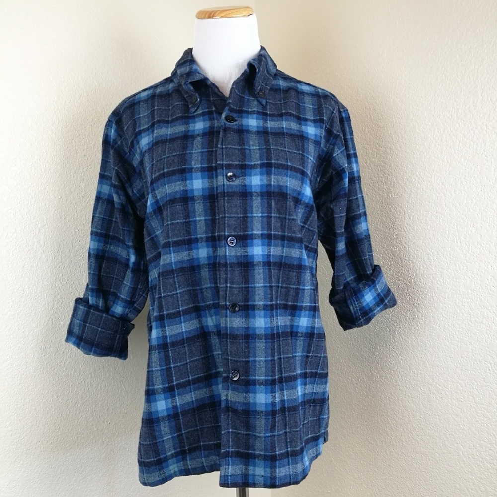 ✨SALE✨Pendleton 100% Wool Blue Plaid Flannel Shirt